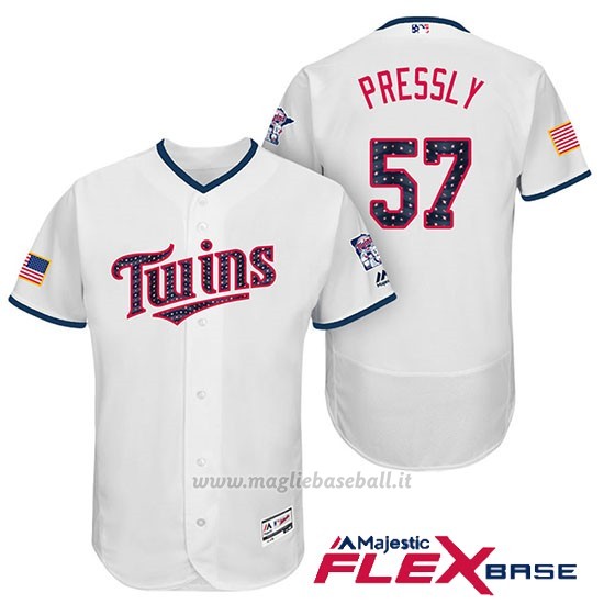 Maglia Baseball Uomo Minnesota Twins 2017 Estrellas y Rayas Ryan Pressly Bianco Flex Base